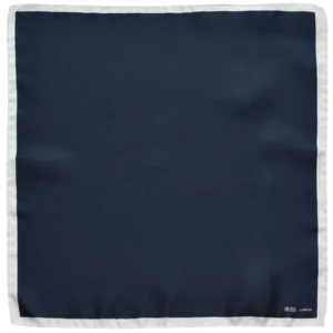 pochette bleu nuit soie reiss 32cm