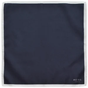 Pochette Reiss en coton à plat, bleu nuit avec liseré blanc