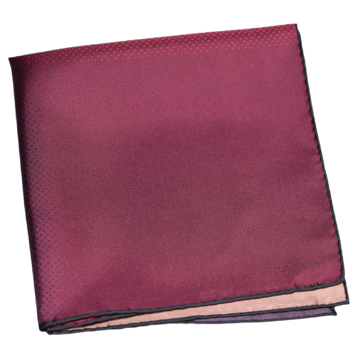 Pochette Lanvin gris à pois dégradés, vue pliée avec logo.