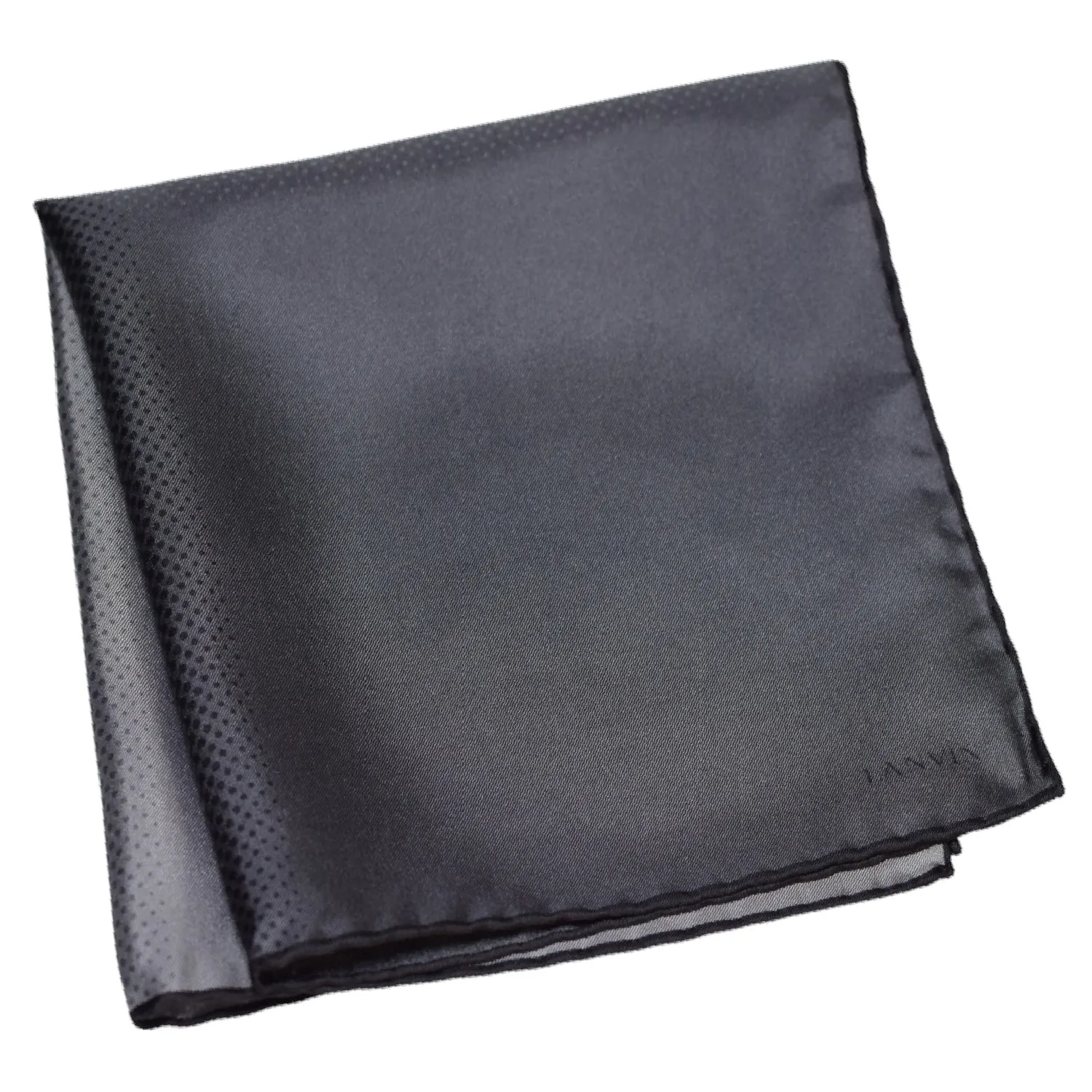 Pochette Lanvin gris à pois dégradés, vue pliée avec logo.