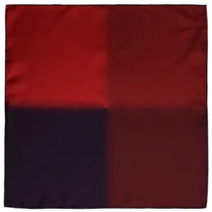 Pochette Lanvin en soie rouge et bordeaux avec quadrillage dégradé, vue à plat.