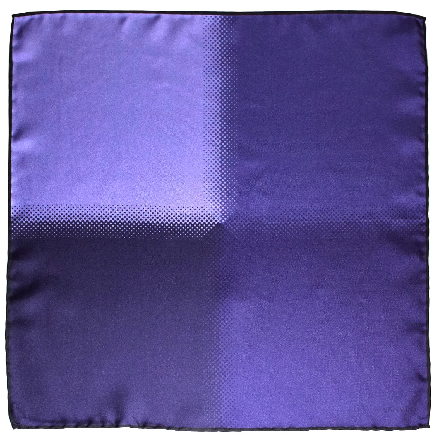 Pochette Lanvin en soie violette à quatre panneaux dégradés, vue à plat.