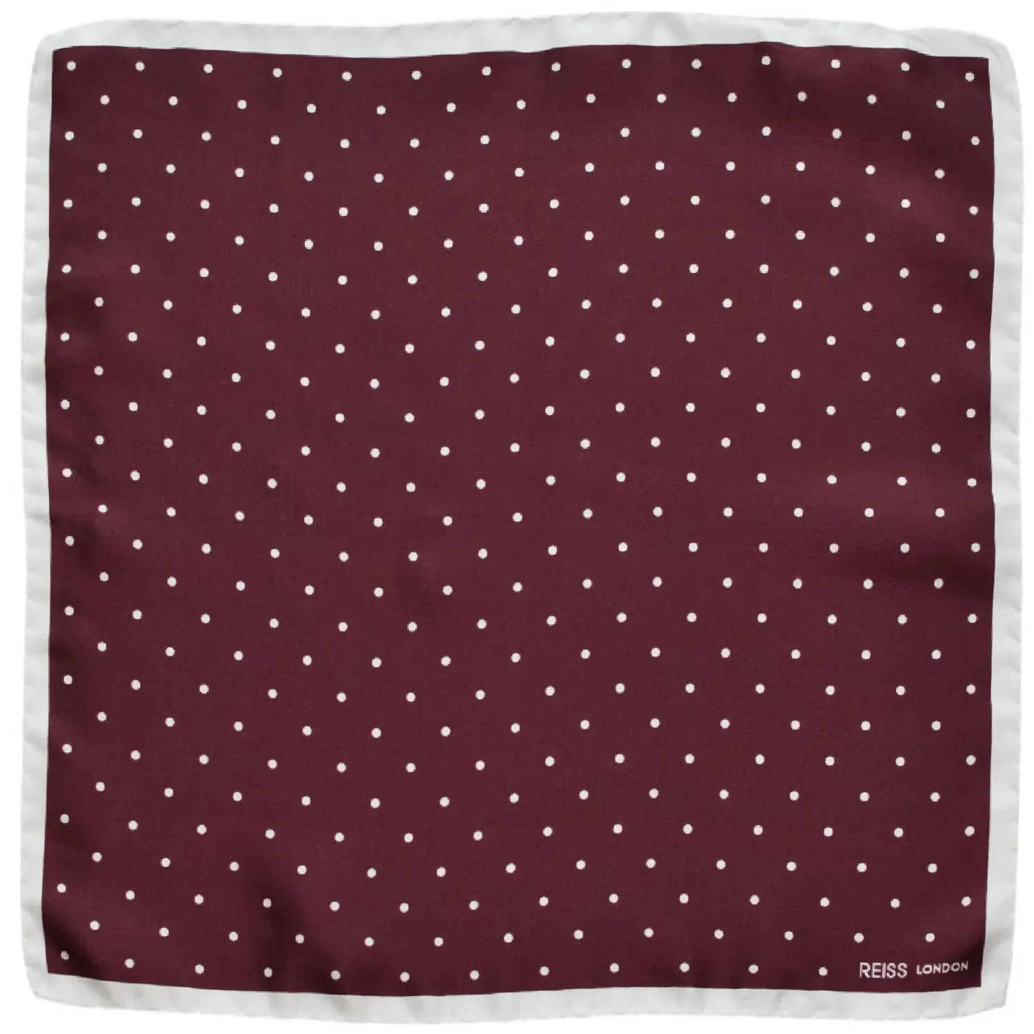 Pochette en soie rouge sombre à pois Reiss – Image 2