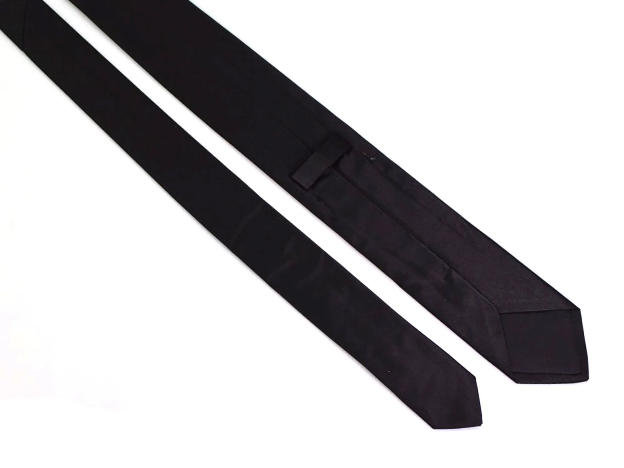 Cravate slim noire en soie à plat, vue recto