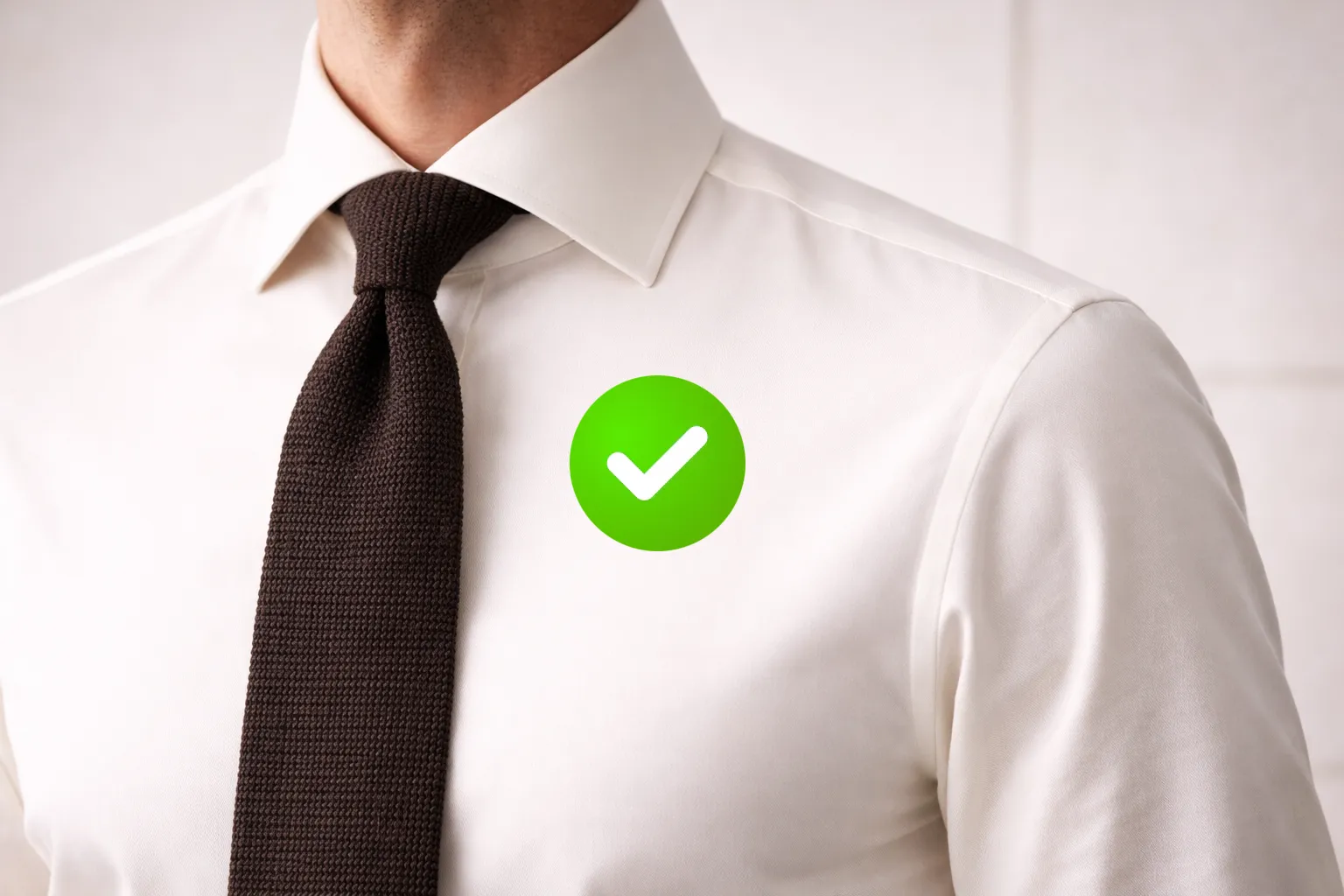 cravate tricot sur chemise blanche