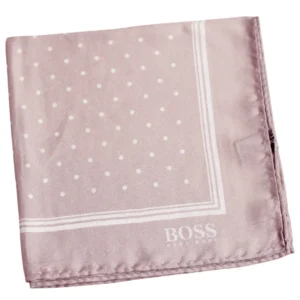 Pochette en soie rose pâle à pois Hugo Boss