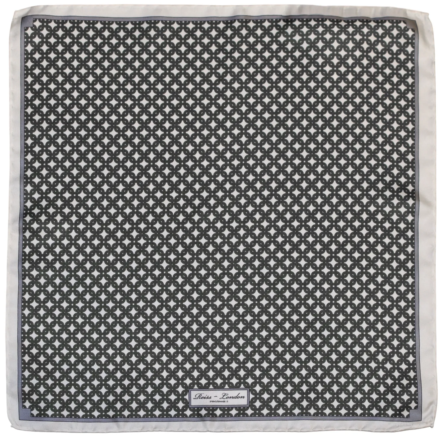 pochette reiss gris perle a medaillons a plat