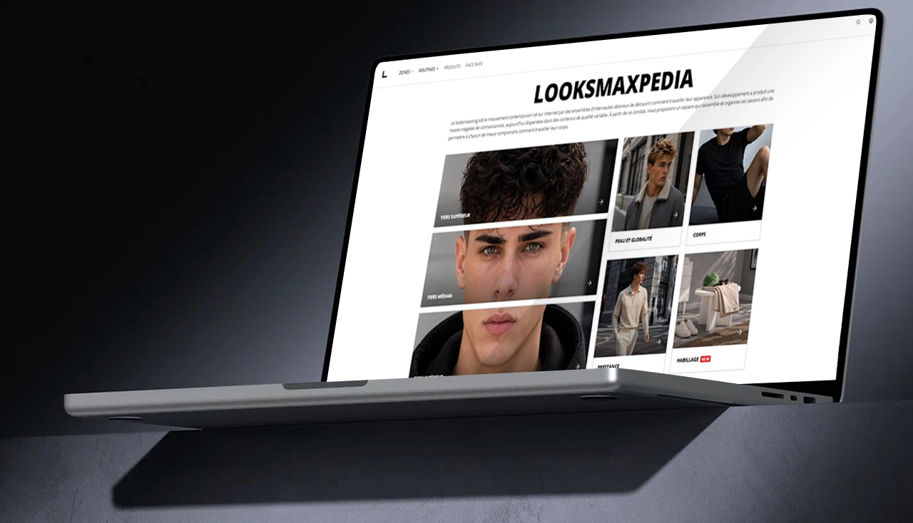 Site Looksmaxspedia sur laptop