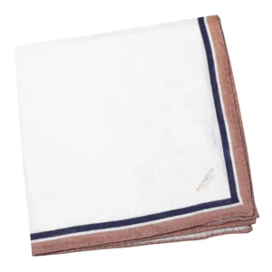 Pochette en lin pochette Square a liseré rose pâle et bleu pliée - 2