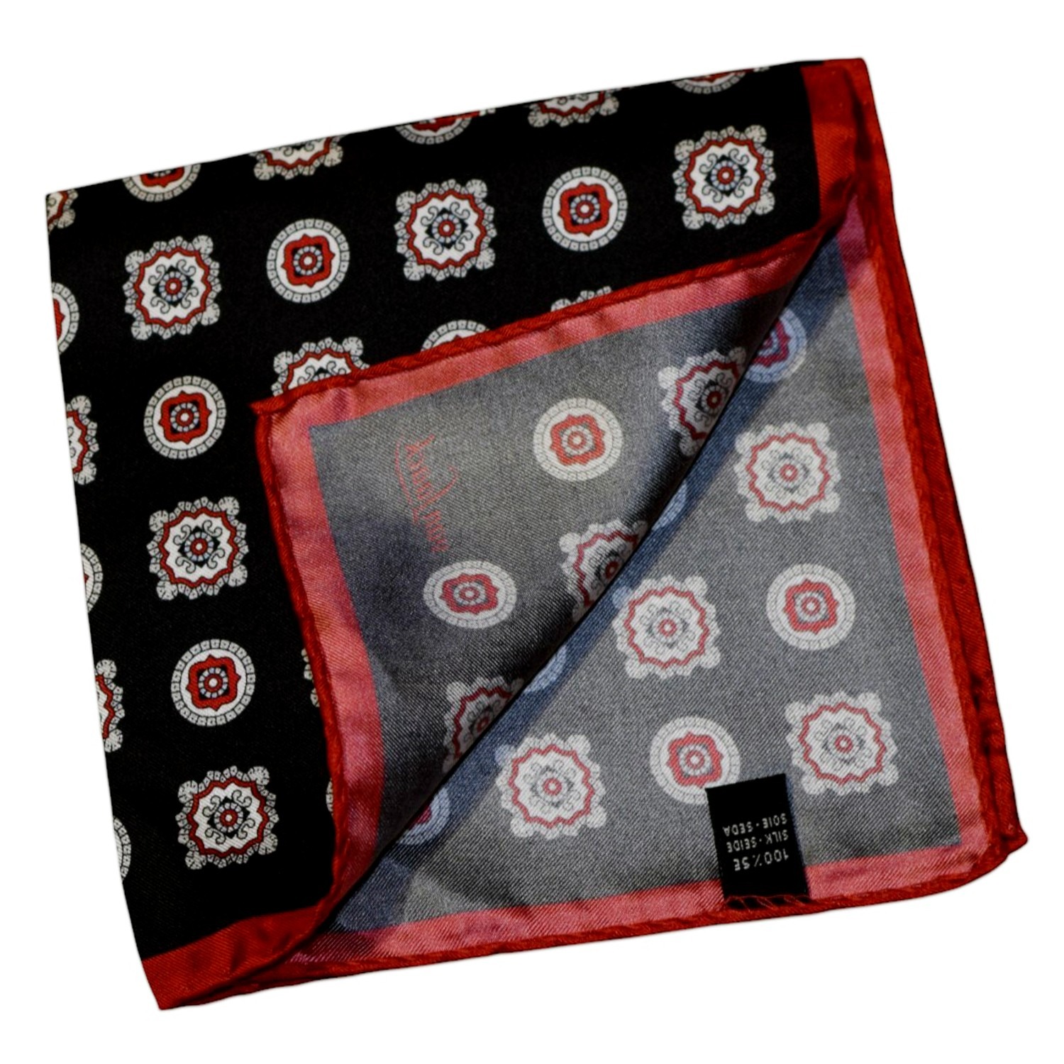 Pochette en soie a motifs médaillon Van Laack pliée