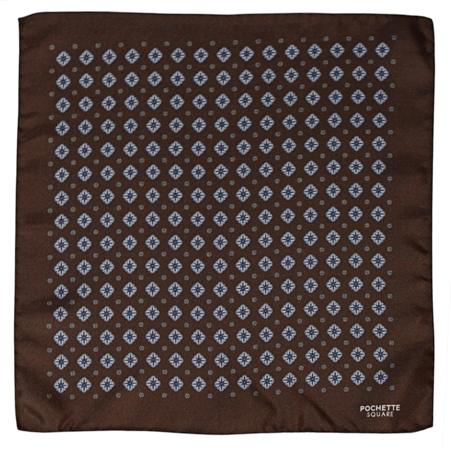 Pochette en soie a motifs médaillons Pochette square